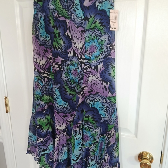 dressbarn Asymmetrical Floral Skirt - Blue, Purple, Green - Picture 2 of 6